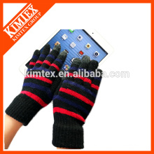 Acrylic stripes knit magic gloves with one size fits all